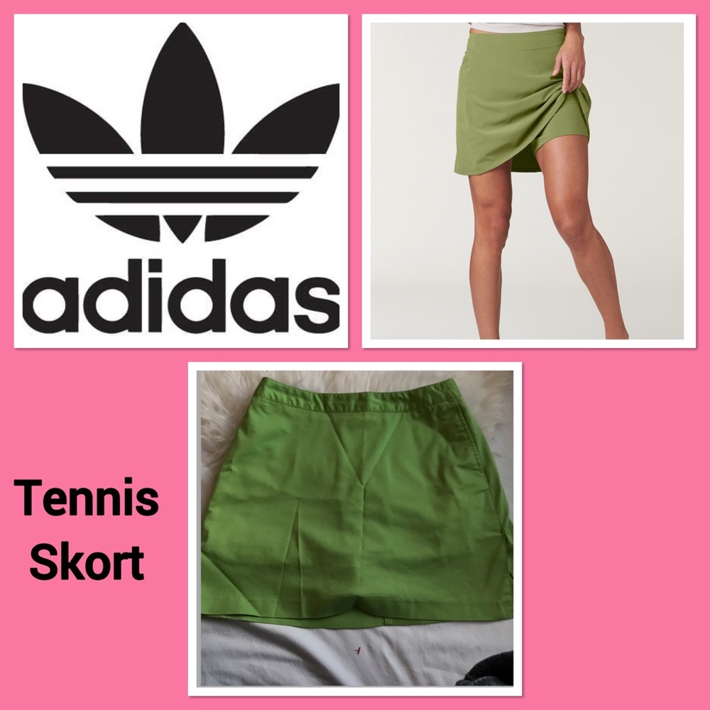 Green Adidas stretch skort. No stains or tears. Smoke and pet free home.